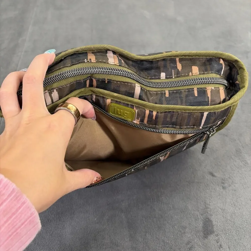 LUG Parasail Cosmetic Bag Green/Brown Camo Nylon Travel Makeup Case Bnfts Chrty